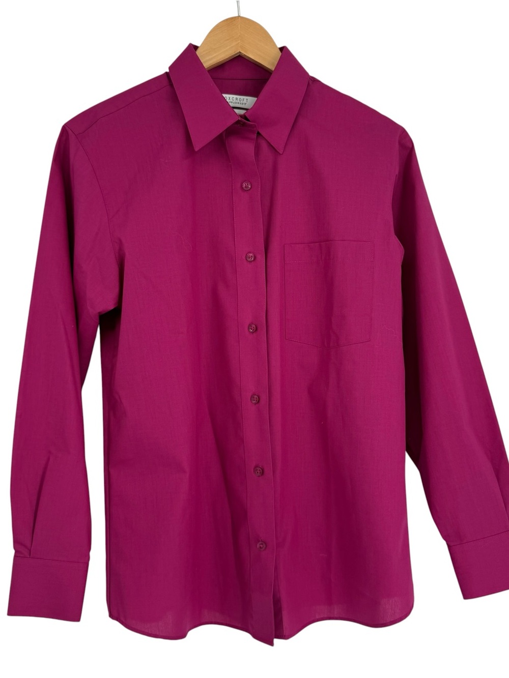 Foxcroft Appleseed’s Wrinkle Free Magenta Button Up Top Size 6 Career Cotton